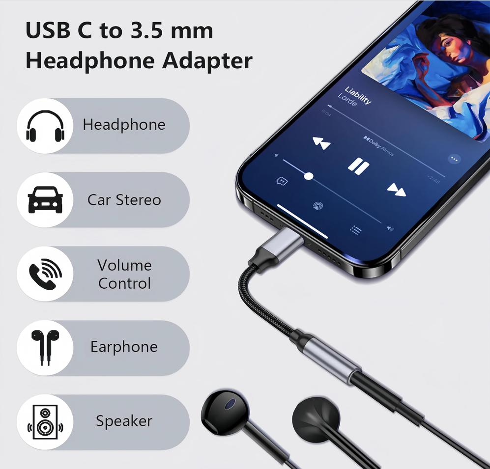 KEBIDU Type C To 3.5mm Audio A - Audiophile Headphone Wired recension och pris